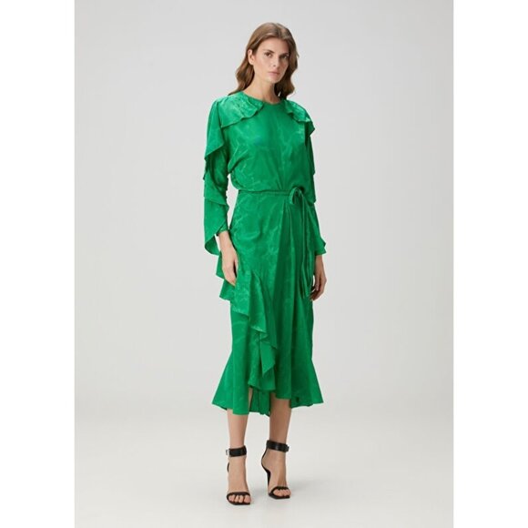 ZADIG & VOLTAIRE Ritana Jacquard Chains Garden Midi Silk Dress Green Size Small - Picture 1 of 9
